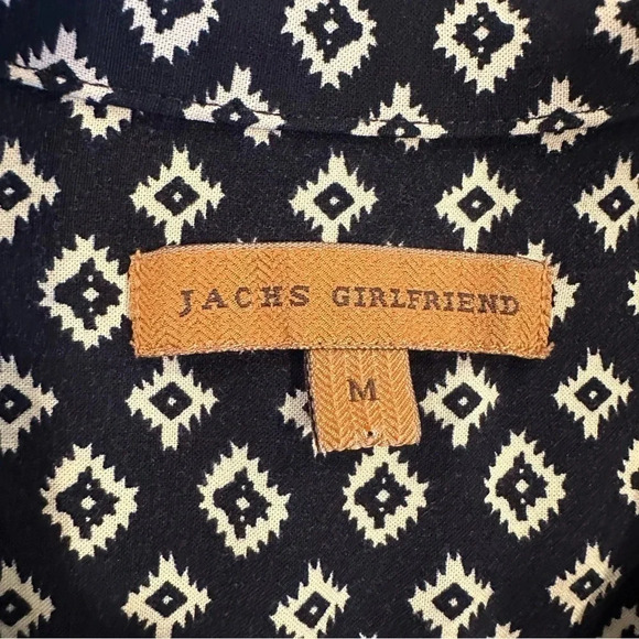 Jach’s Girlfriend Navy Patterned Button Down Top Size Medium - Picture 8 of 9